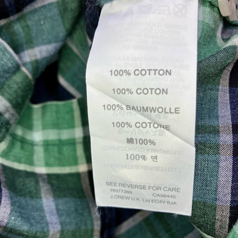 J. Crew ~ Slim button down shirt green plaid 100% cotton - Picture 4 of 7